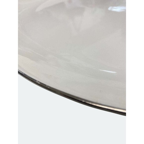 Large Silver Trimmed Oval Serving Platter Plate 13.5" x 11" - Picture 3 of 5